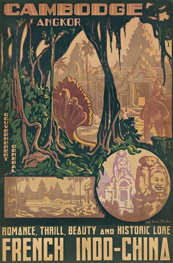 JOSEPH-HENRI PONCHIN (1897-1962). CAMBODGE ANGKOR / FRENCH INDO - CHINA. 1931. 42¼x27½ inches, 107¼x69¾ cm. D'Extrême-Orient, Hanoi.             